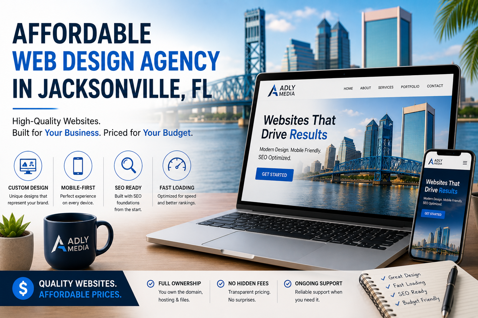 Affordable web design agency in Jacksonville FL building high-quality, mobile-friendly websites for small businesses