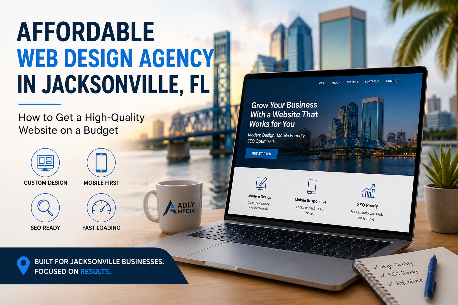 Affordable web design agency in Jacksonville FL creating high-quality, mobile-friendly websites for small businesses
