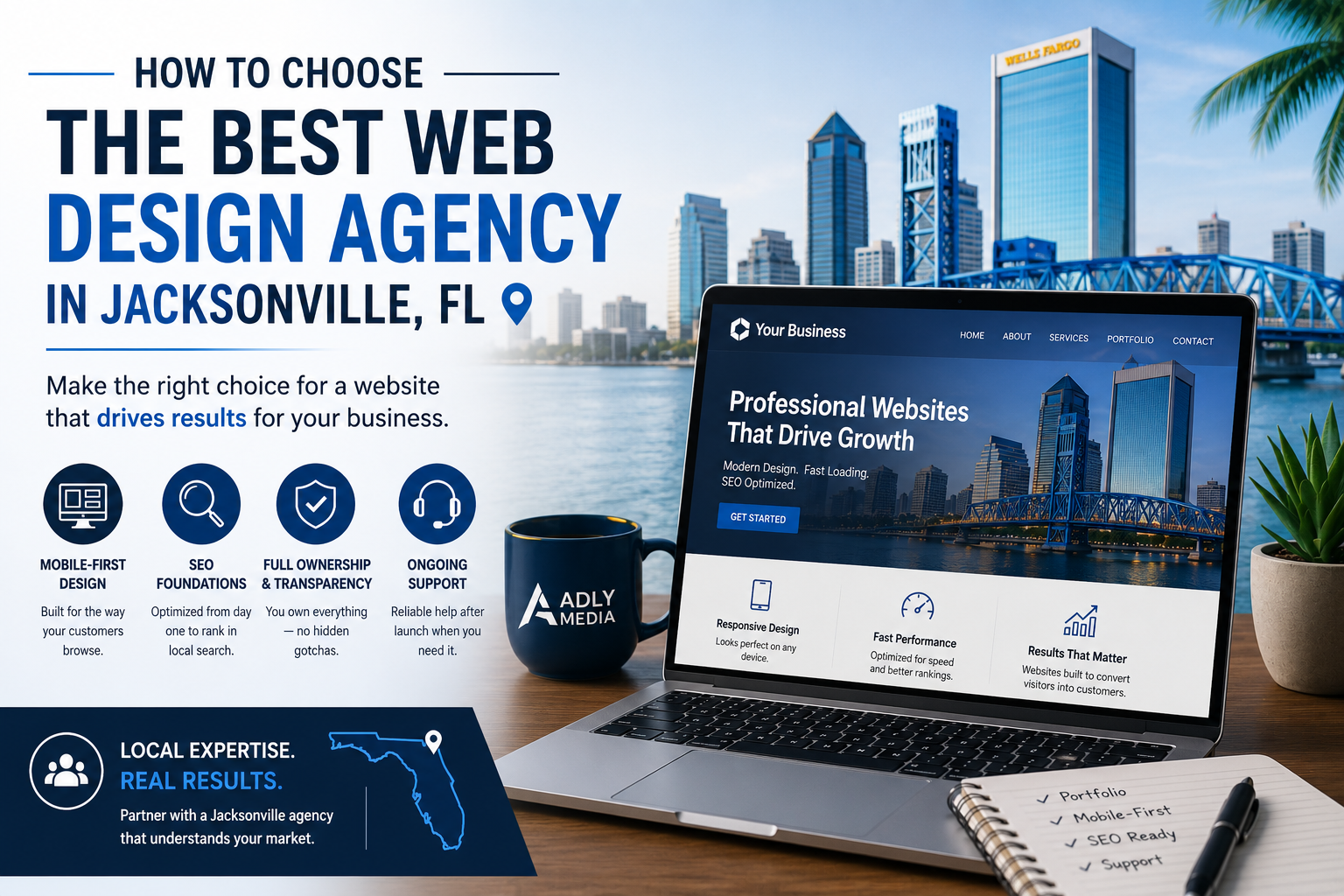 Professional web design agency in Jacksonville FL creating mobile-friendly, SEO-optimized websites for local businesses